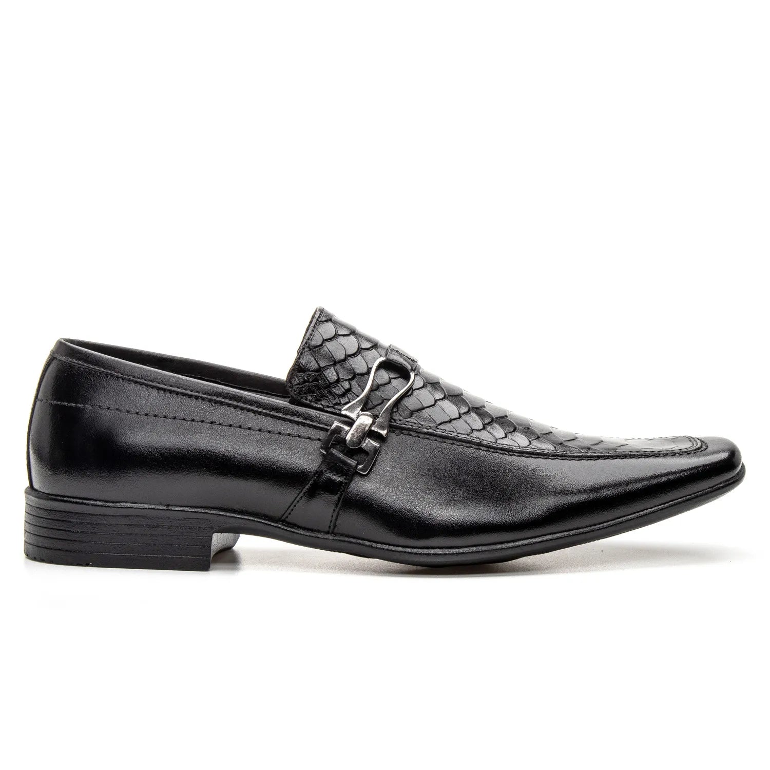 Sapato Social Vanguarda Preto Textura de Cobra - 4603