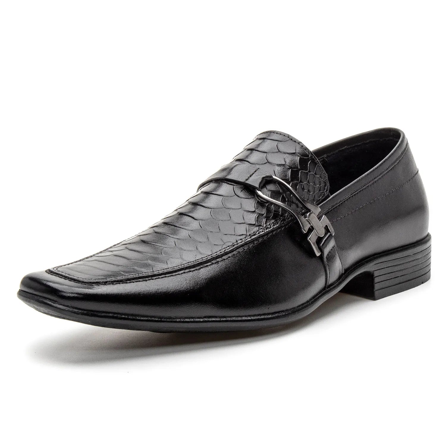Sapato Social Vanguarda Preto Textura de Cobra - 4603