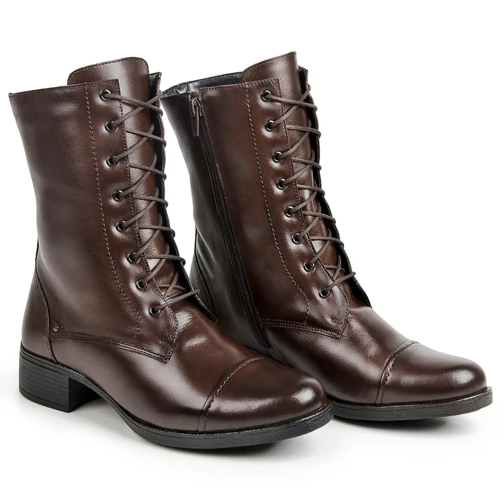Bota Grécia Feminina Cano Médio Café - 1004