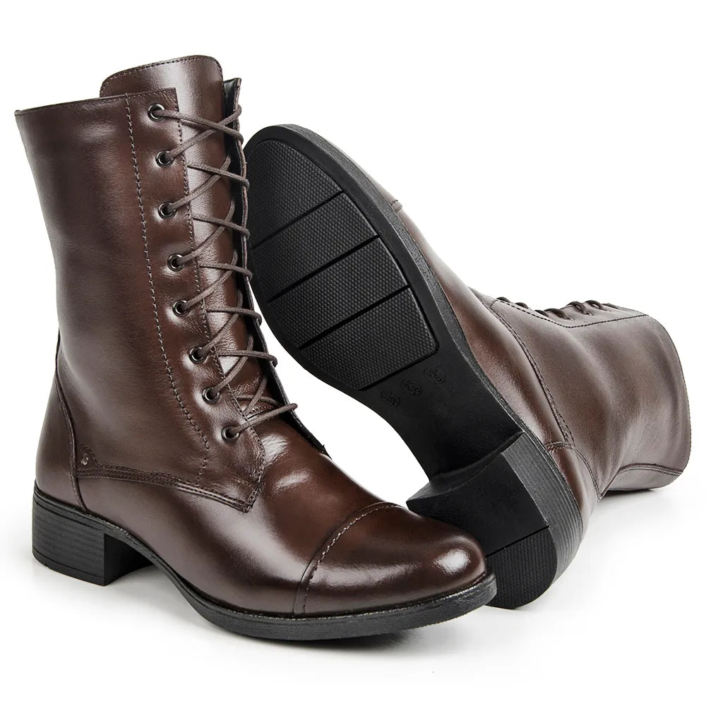 Bota Grécia Feminina Cano Médio Café - 1004