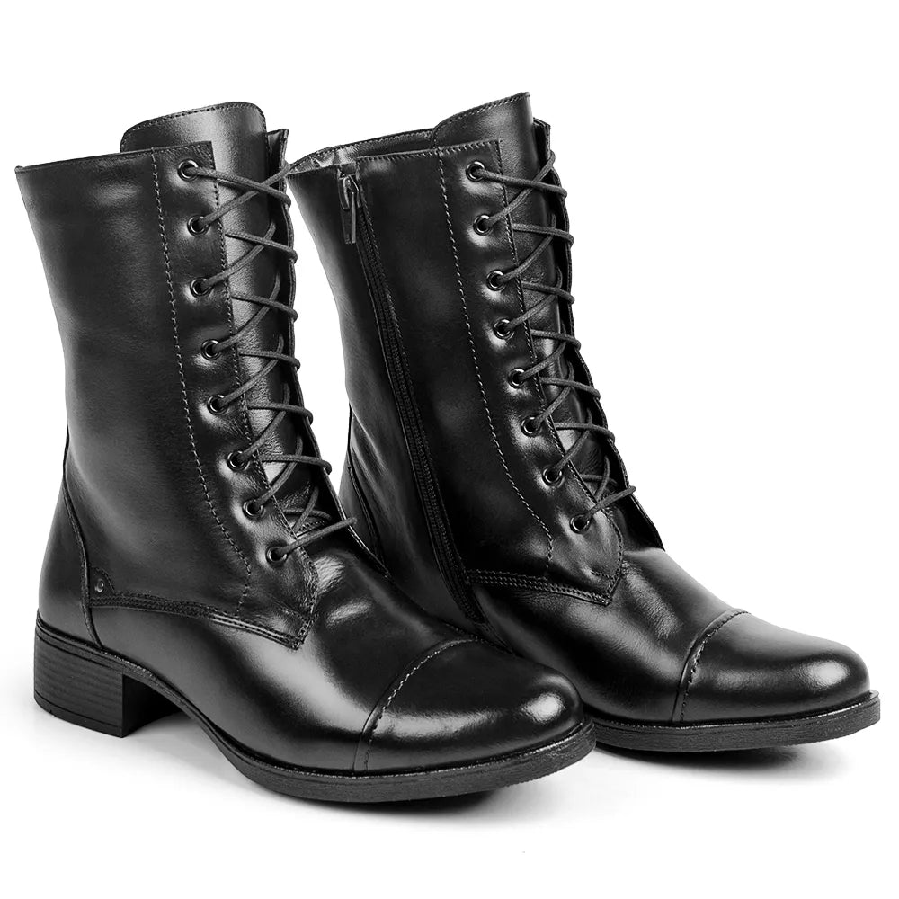 Bota Grécia Feminina Cano Médio Preta - 1004